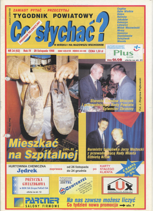 Okładka gazety Co słychać? - nr 34 (62) 1998